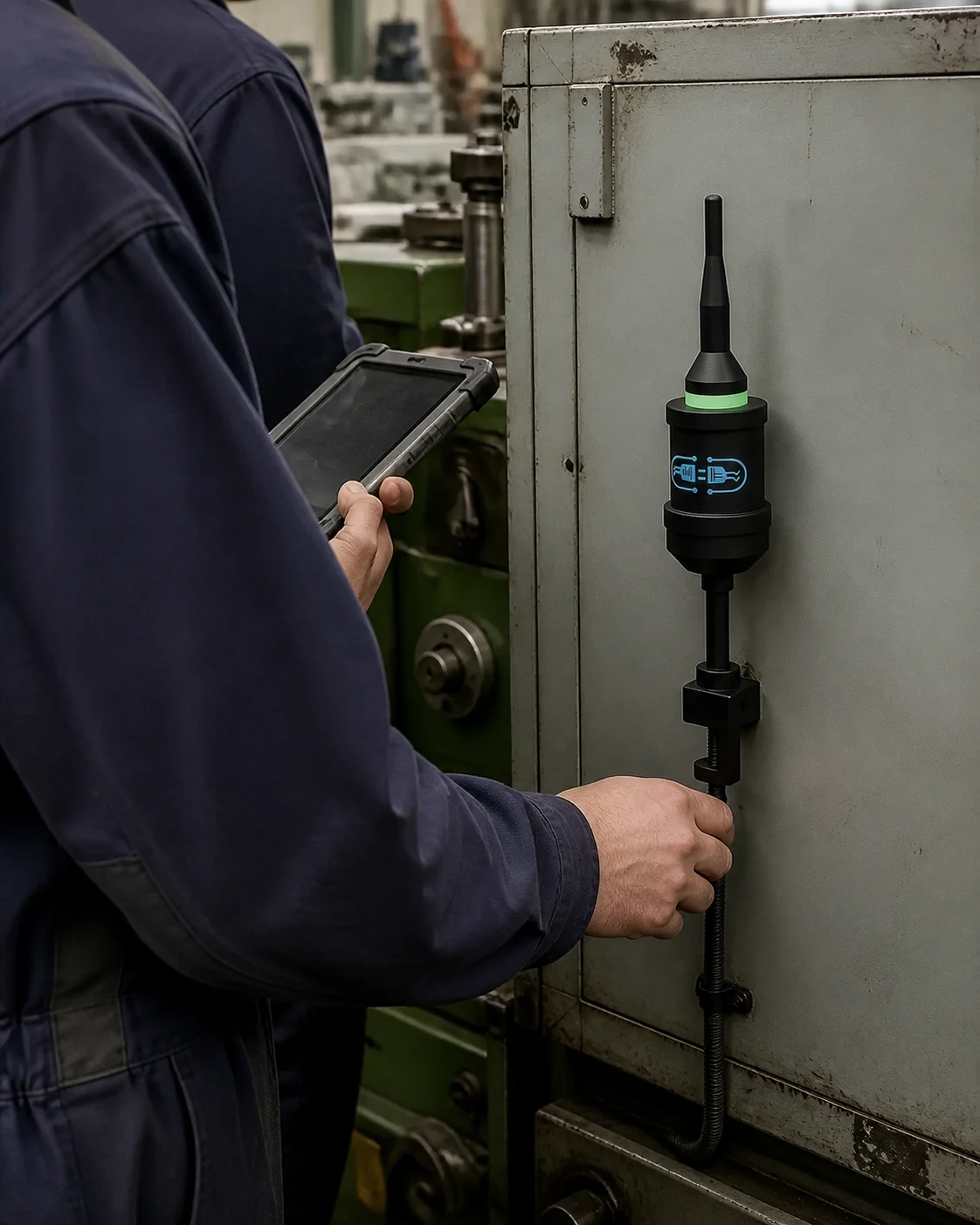 Technical specialist working on a connection in a control cabinet